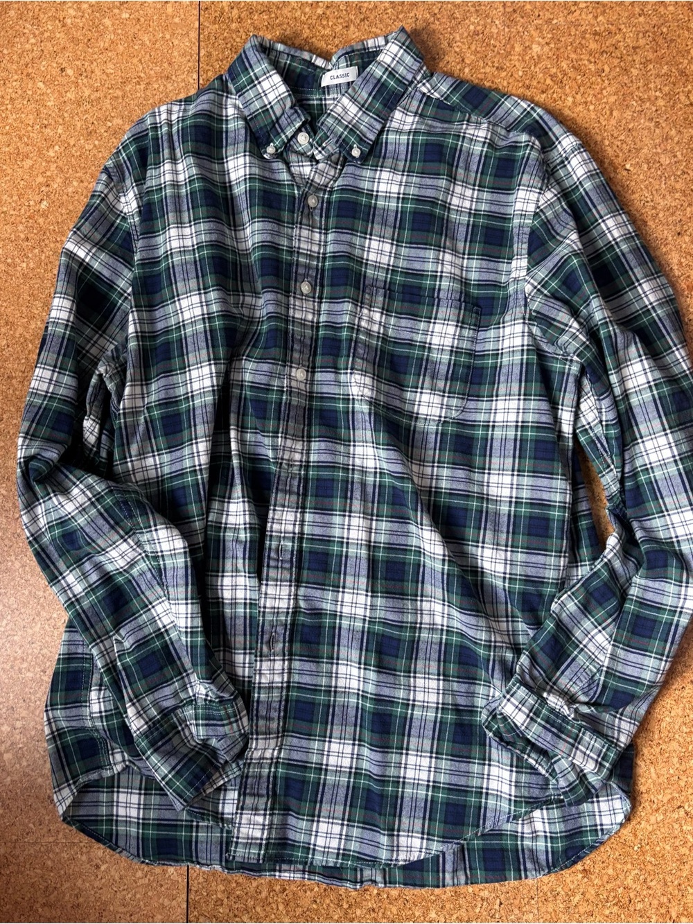 J. Crew Green & Navy Plaid Button-Down Shirt- tartan plaid
